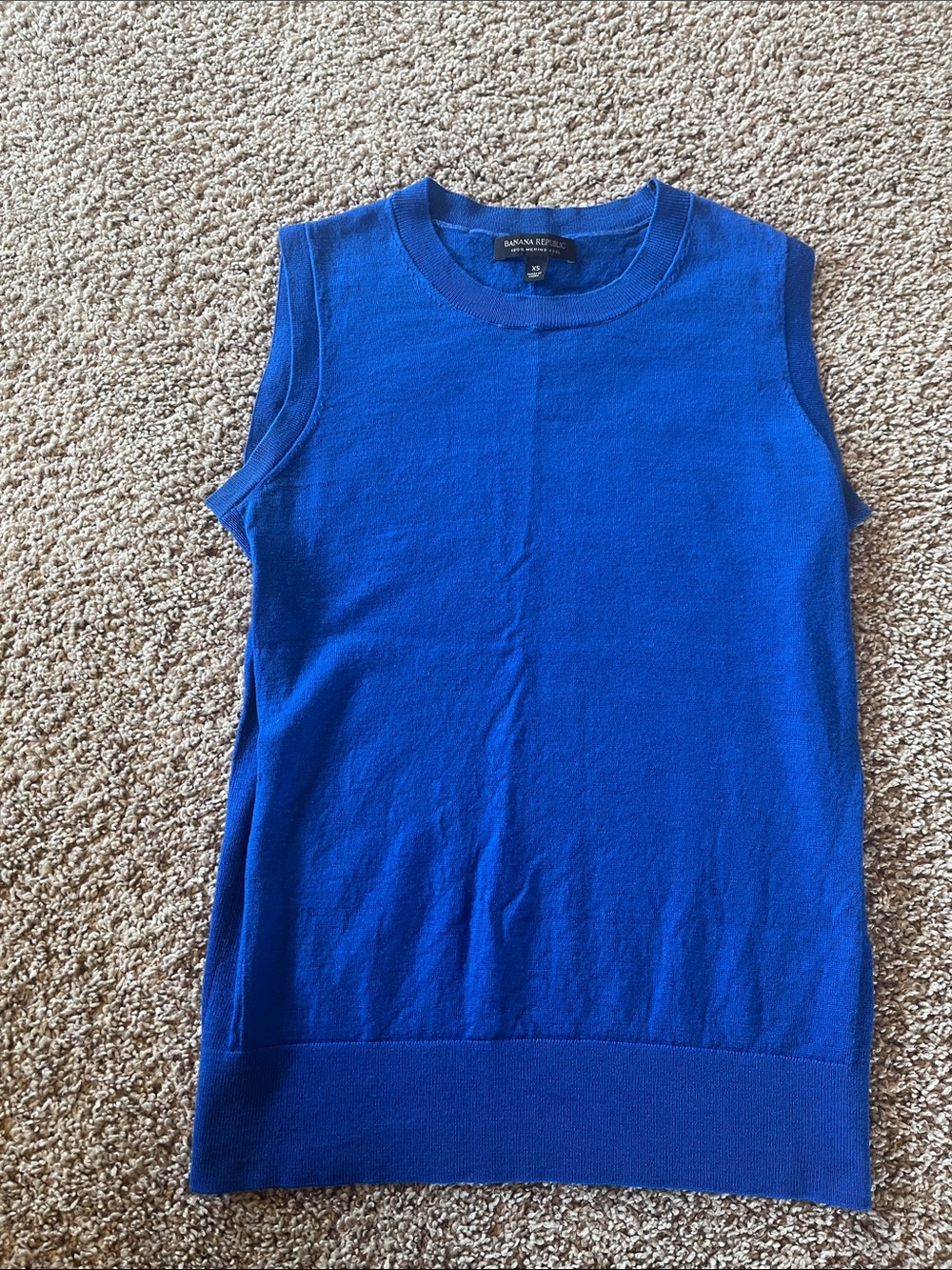 Banana Republic Sleeveless Knit Tank - Royal Blue XS merino wool sweater vest
